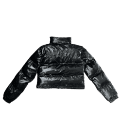 WOMAN PUFFER DETACHABLE HOOD - SHINY BLACK