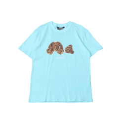 T-SHIRT PALM ANGLS LEOPARD BEAR - LIGHT-BLUE