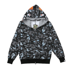 BAPE DOUBLE HOODIE - CAMO BLACK