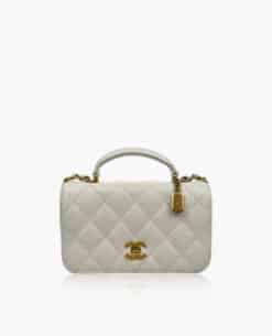 Chanel 23P Top Handle WOC White Caviar GHW