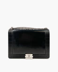Chanel Black Box Leather Large Boy Bag SHW