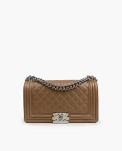 Chanel Boy Old Medium Dark Beige SHW