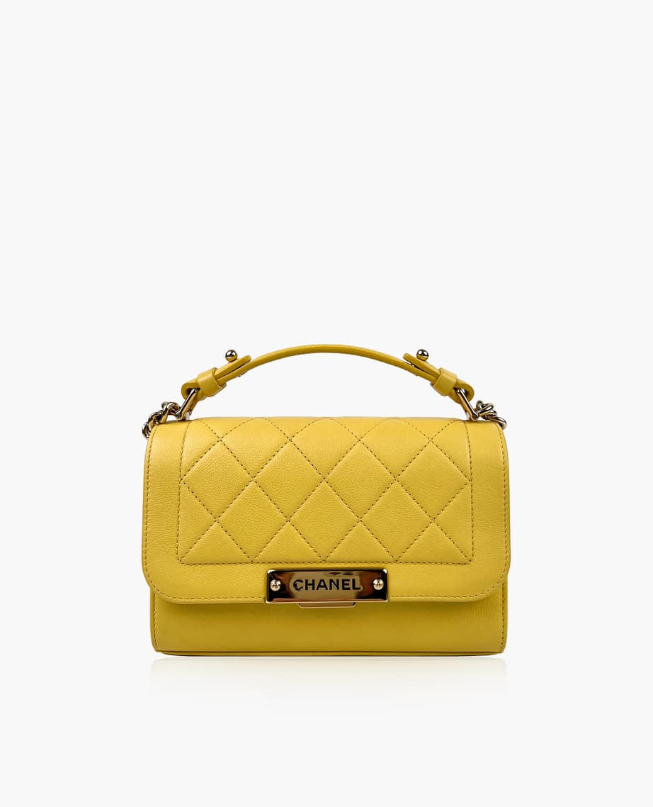 Chanel Click Label Quilted Yellow Small Bag