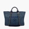 Chanel Deauville Medium Navy Blue Tote Black CHW