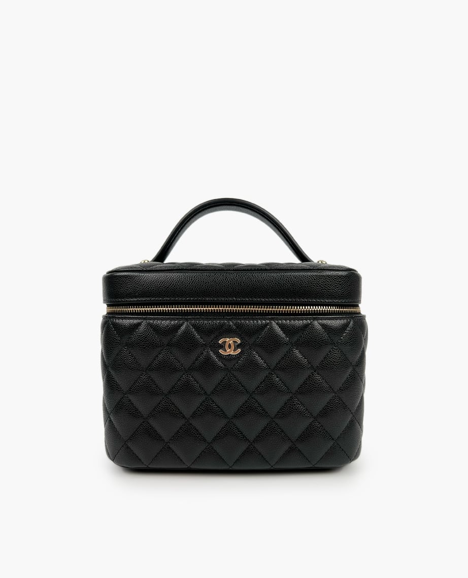Chanel Large Cosmetic Vanity Case Black Caviar CHW