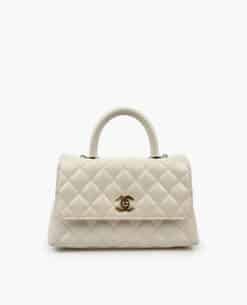 Chanel Mini Coco Top Handle White Caviar Bag CHW