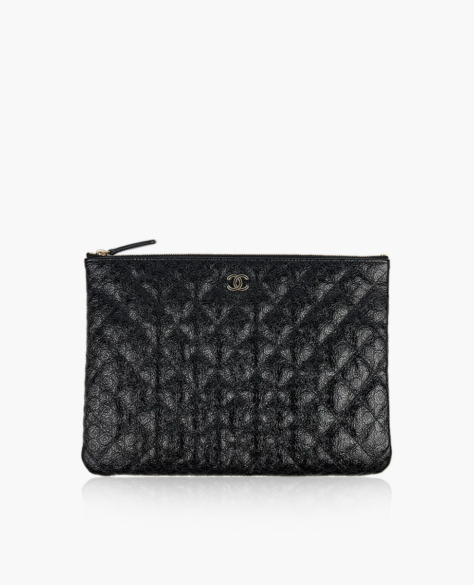 Chanel O - Case Black Monogram Camelia Flowers CHW