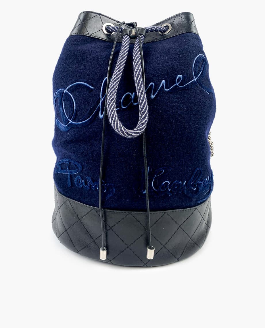 Chanel Paris-Hamburg Drawstring Bucket Bag Blue