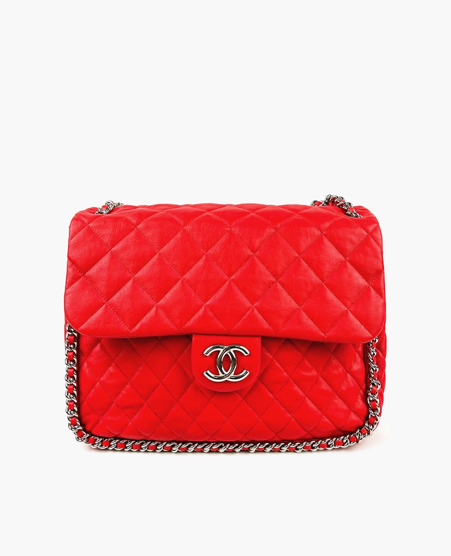 Chanel Red Chain Around Maxi Flap Bag