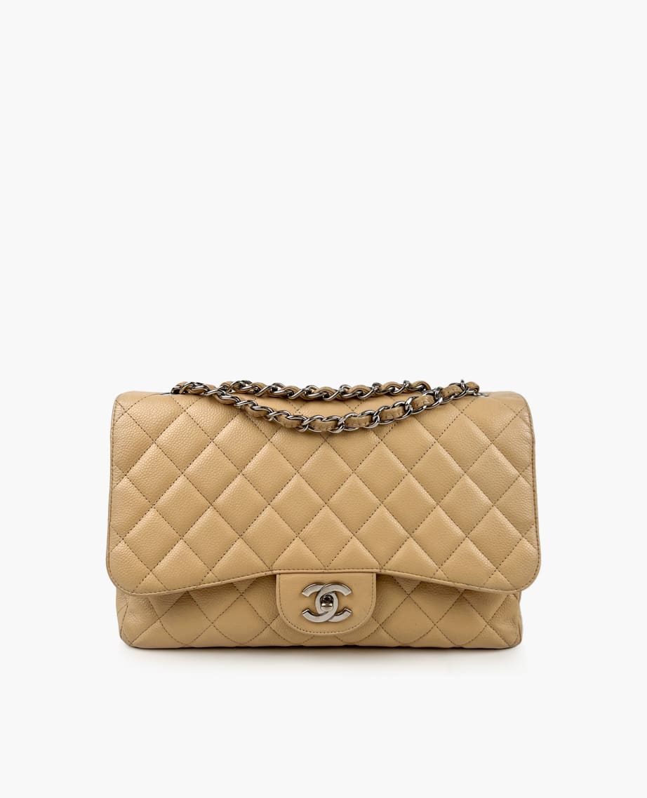 Chanel Timeless Jumbo Single Flap Beige Clair Caviar SHW