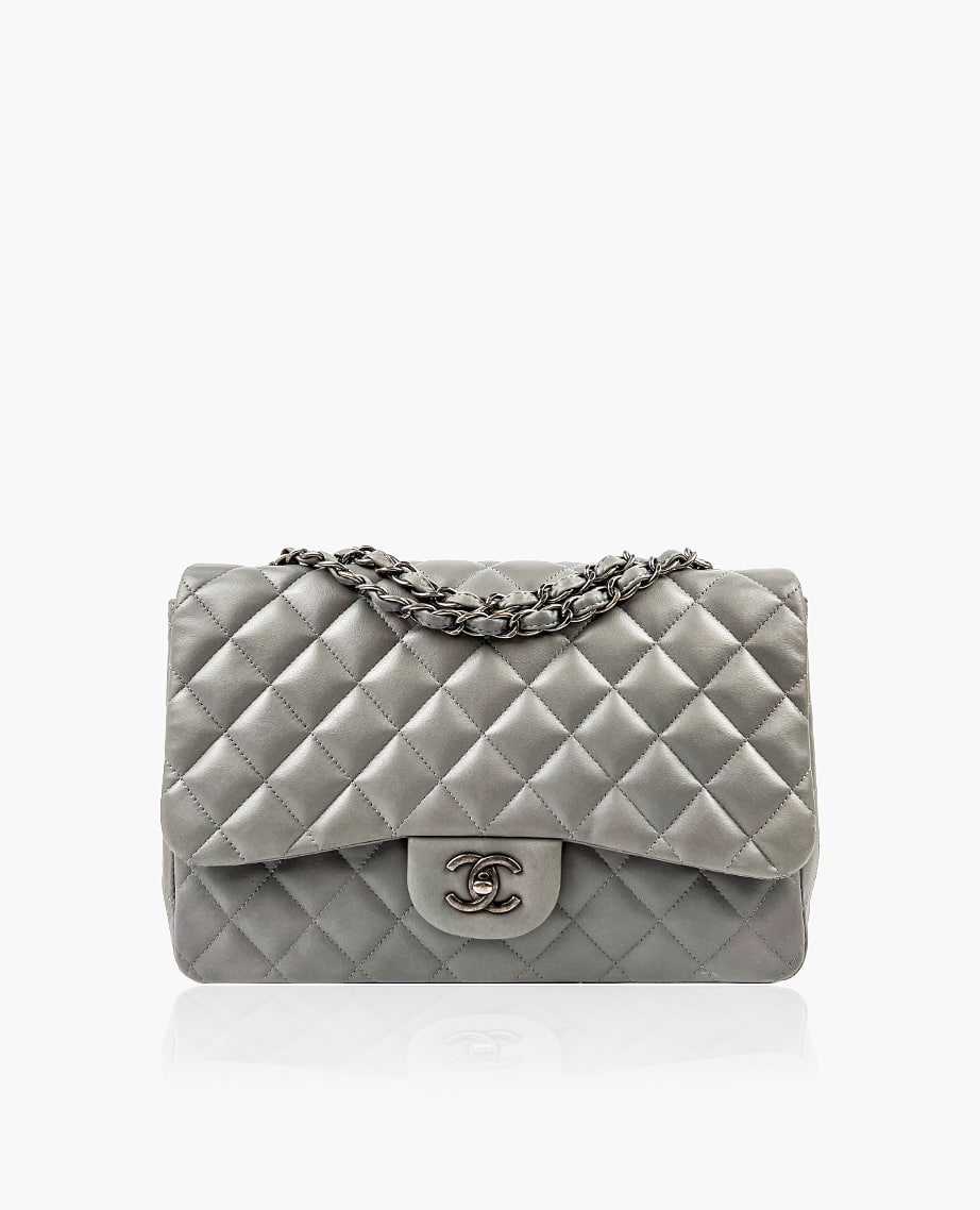 Chanel Timeless Jumbo Single Flap Grey Lambskin RHW