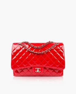 Chanel Timeless Maxi Jumbo Single Flap Bag in Red Patent Leather SHW