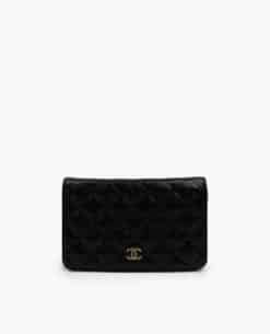 Chanel WOC Black Lambskin Camelia GHW