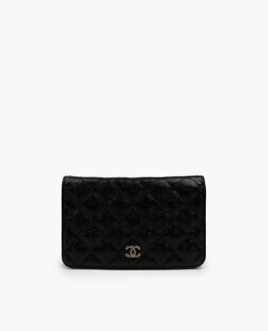 Chanel WOC Black Lambskin Camelia GHW