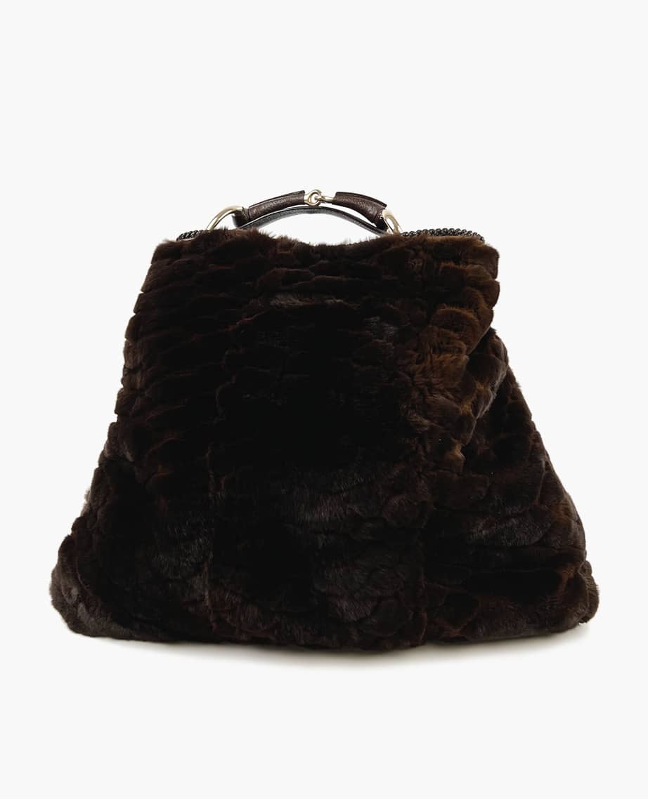 Gucci Fur Large Horsebit Hobo Bag Vintage