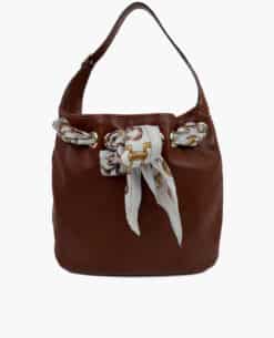 Gucci Positano Scarf Hobo Shoulder Brown Bag