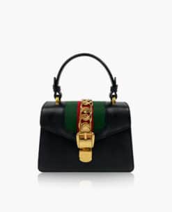 Gucci Sylvie Top Handle Black Leather Bag