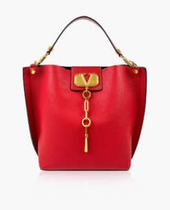 Valentino Escape Hobo Red Grainy Calfskin